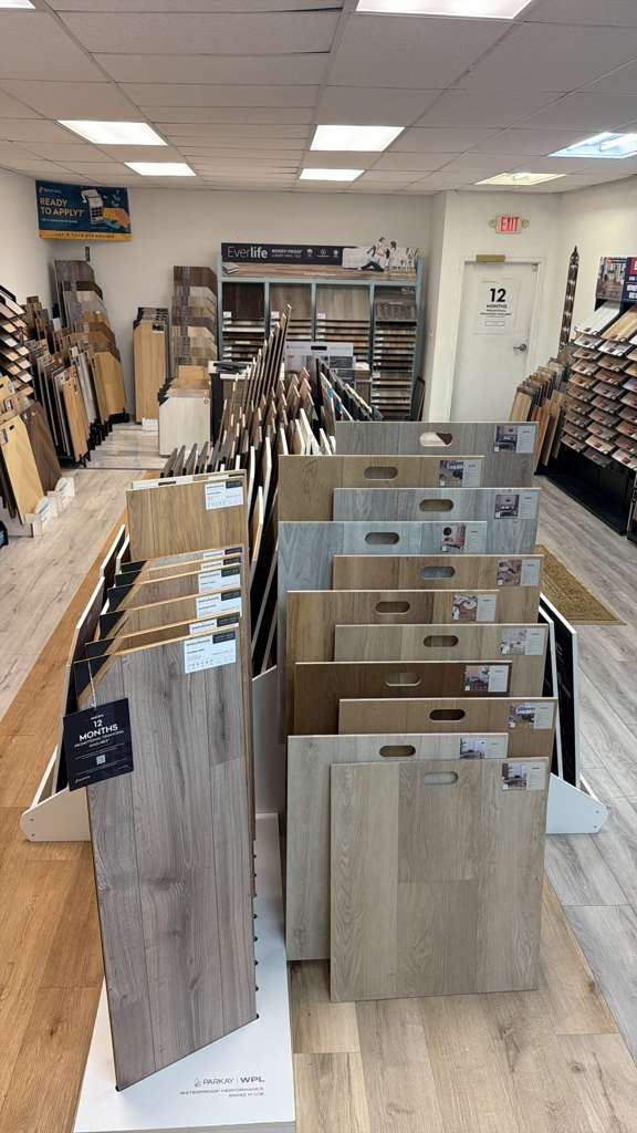 Flooring samples being compared for a project